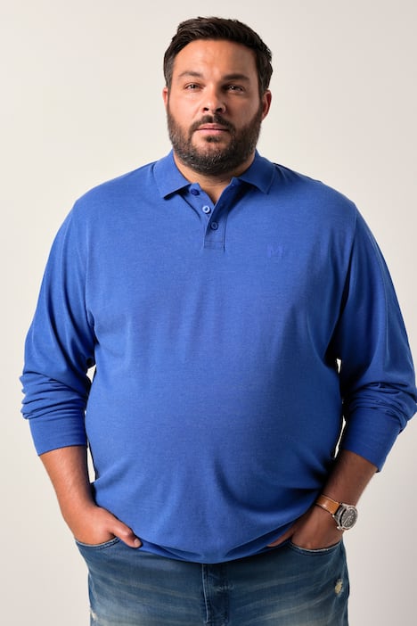 Men+ Poloshirt, Bauchfit, Basic, Piqué, Langarm, bis 10 XL