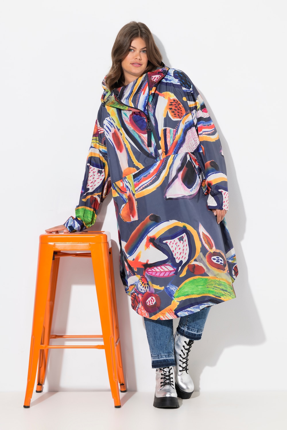 Funktions-Regencape, Unisex, Print, Kapuze