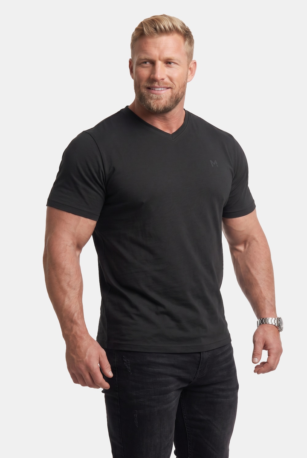 T-Shirt, Basic, Halbarm, V-Ausschnitt, bis 8 XL