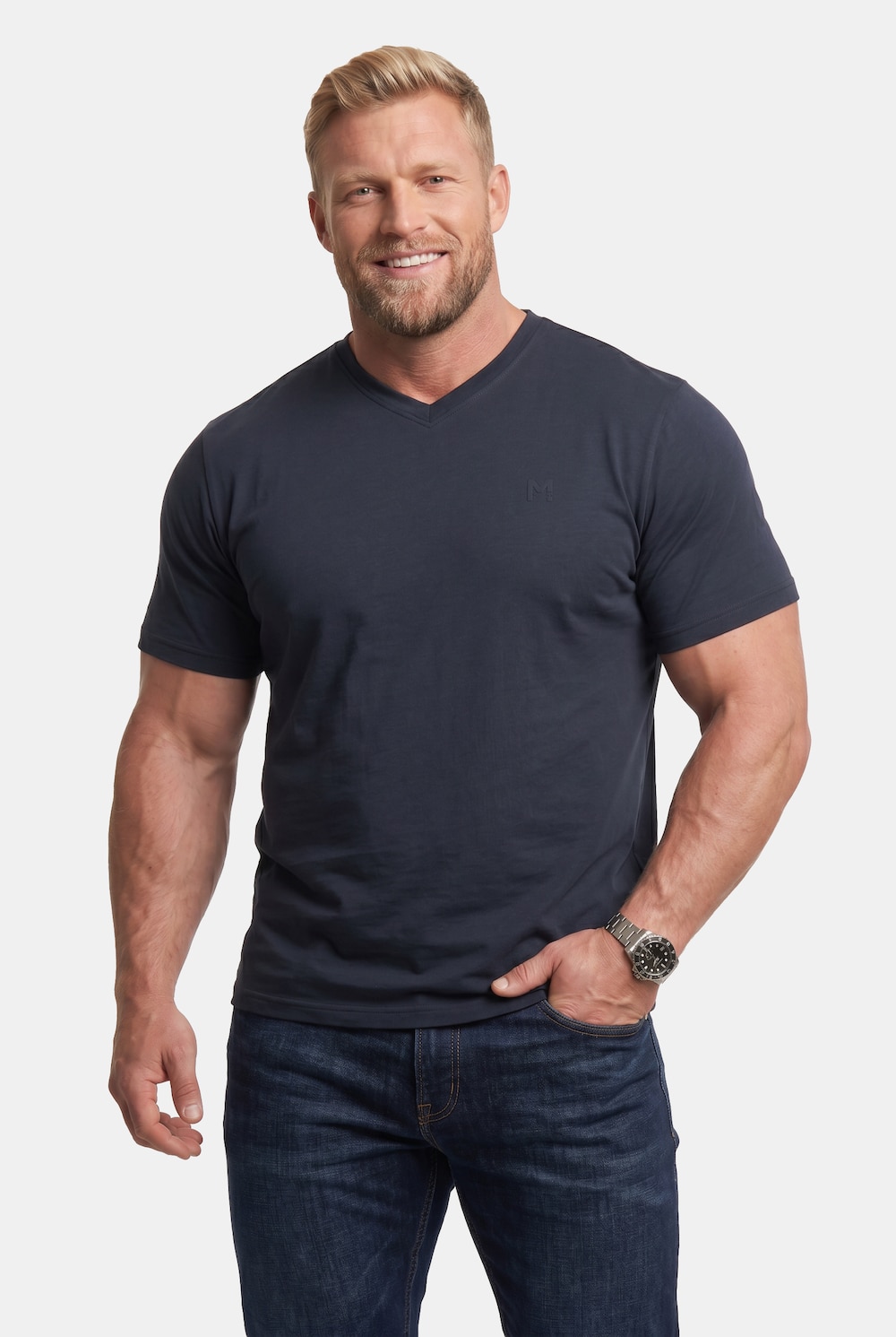 T-Shirt, Basic, Halbarm, V-Ausschnitt, bis 8 XL