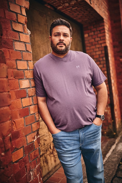 T-shirt, basic, halve mouw, V-hals, t/m 8 XL