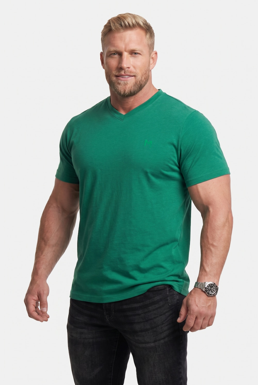 T-Shirt, Basic, Halbarm, V-Ausschnitt, bis 8 XL