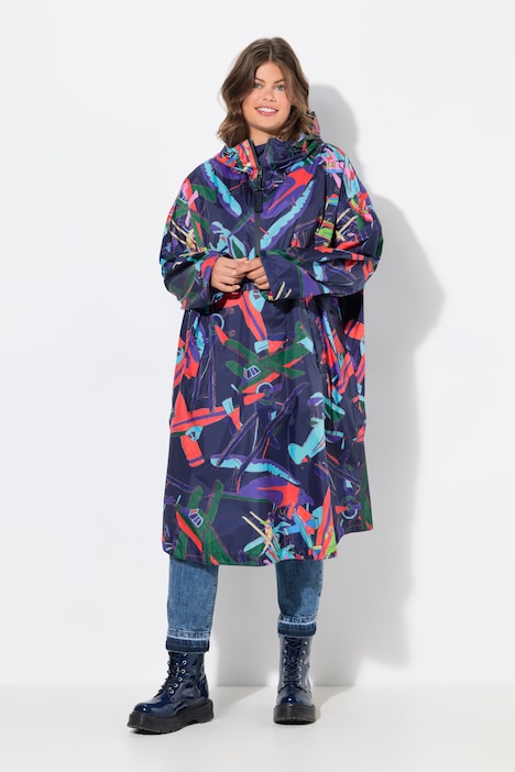 Funktions-Regencape, Unisex, Print, Kapuze