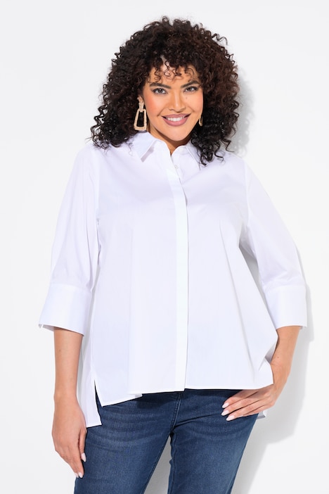 A-Line 3/4 Sleeve Button Down Blouse