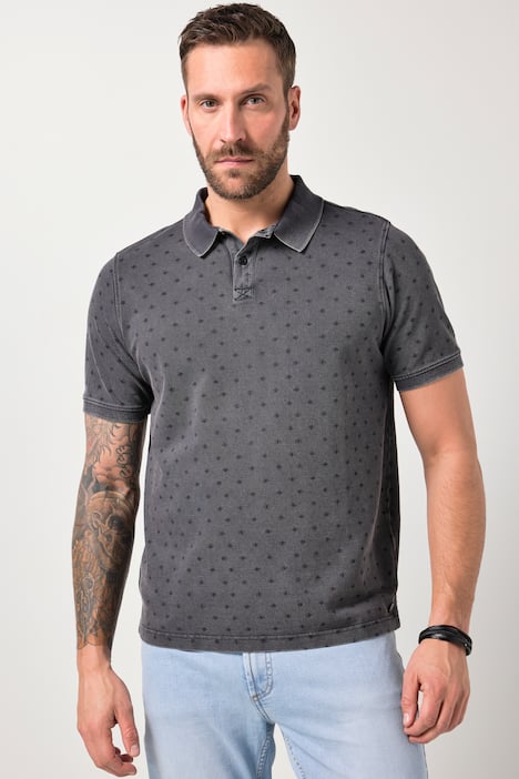 Polo JP 1880 à manches courtes, tissu piqué dans un imprimé all-over, style vintage - jusqu'au 8&nbsp