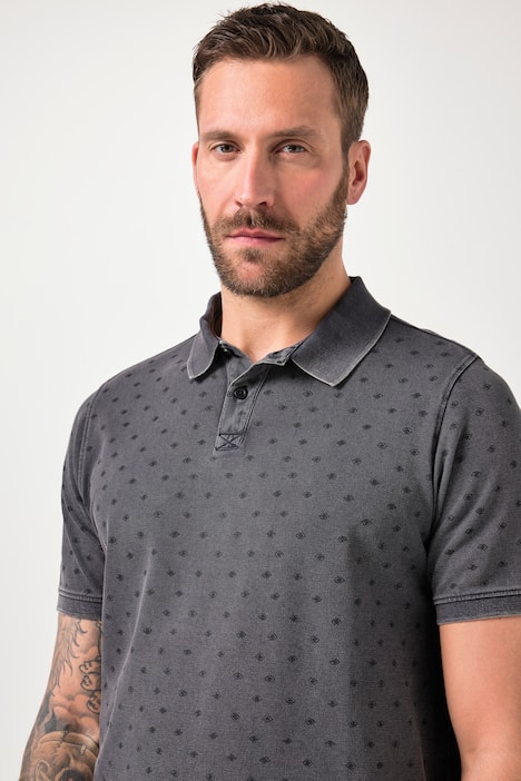 Polo JP 1880 à manches courtes, tissu piqué dans un imprimé all-over, style vintage - jusqu'au 8&nbsp