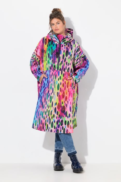 Printed Functional Unisex Hooded Rain Cape