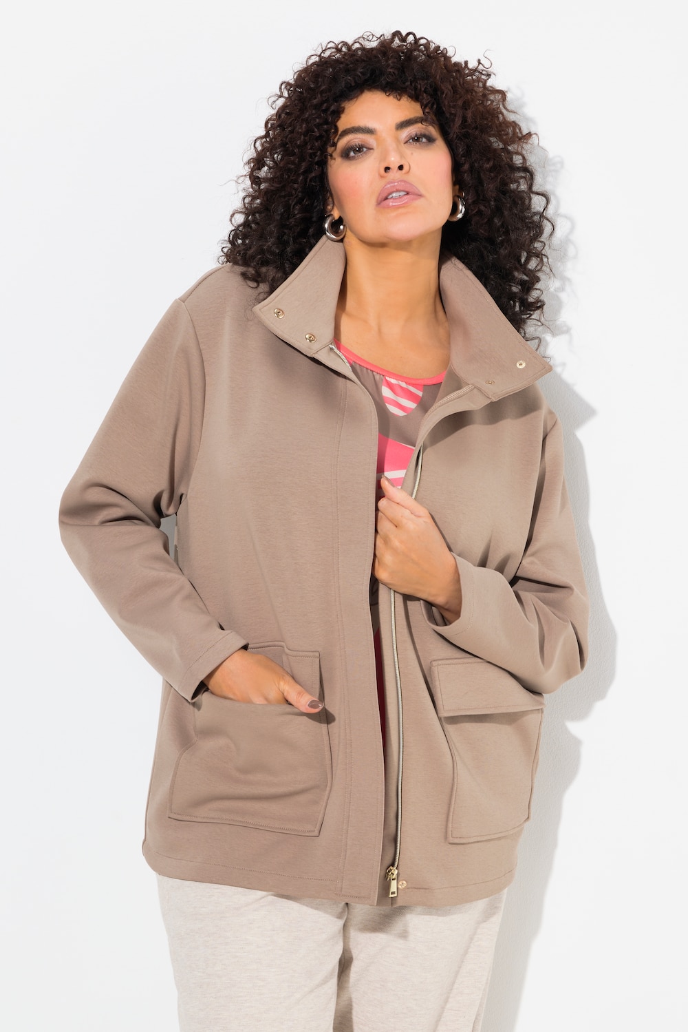 Große Größen Sweatjacke, Damen, braun, Größe: 62/64, Polyester/Baumwolle, Ulla Popken