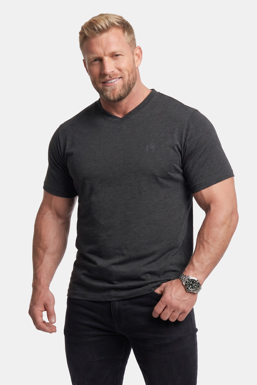 T-Shirt, Basic, 2er-Pack, Halbarm, V-Ausschnitt, bis 8 XL