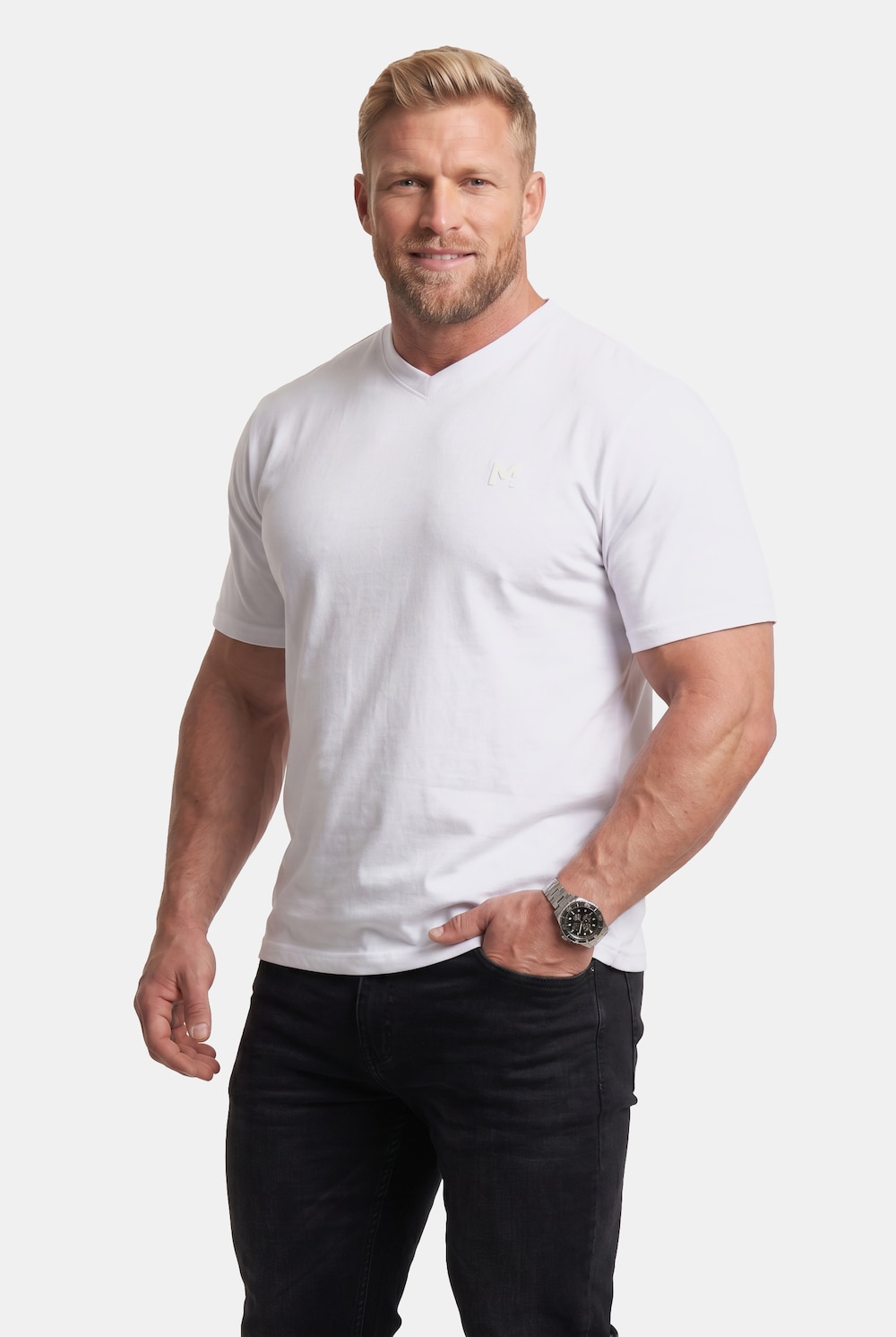 T-Shirt, Basic, 2er-Pack, Halbarm, V-Ausschnitt, bis 8 XL