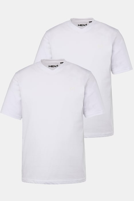 Men+ T-Shirt, Basic, 2er-Pack, Halbarm, V-Ausschnitt, bis 8 XL