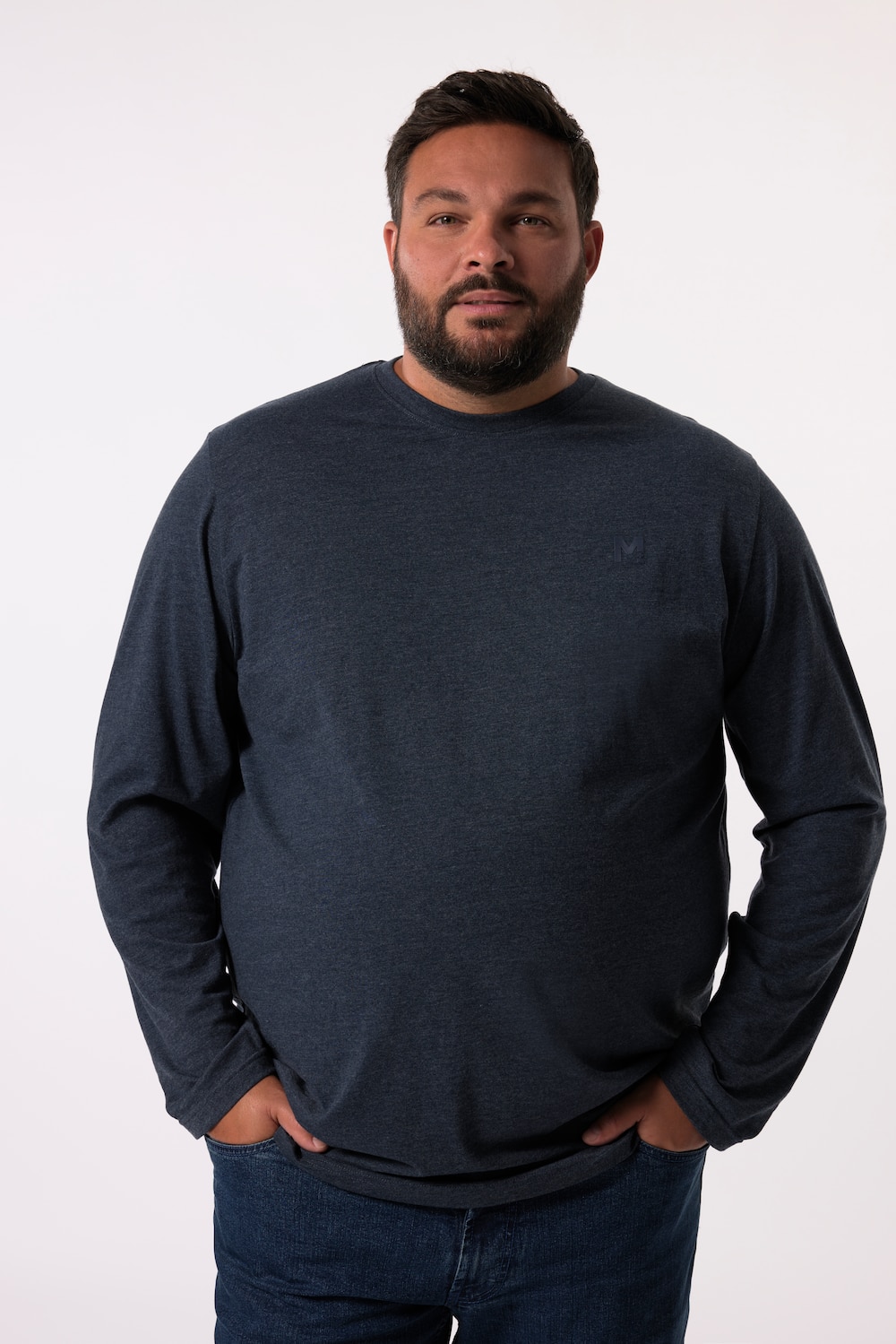 Men+ shirt met lange mouwen, basic, ronde hals, tot 8XL