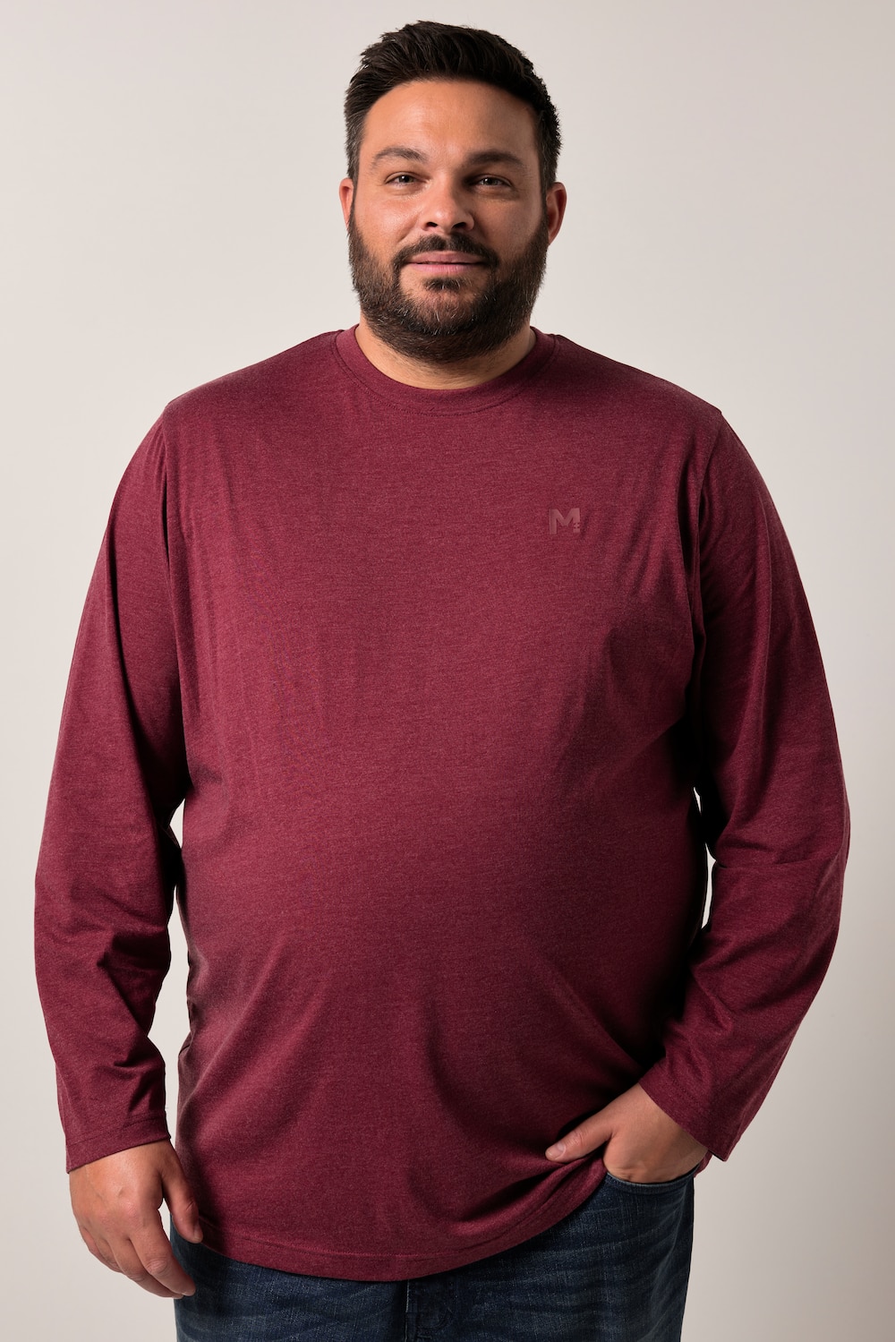 Men+ shirt met lange mouwen, basic, ronde hals, tot 8XL