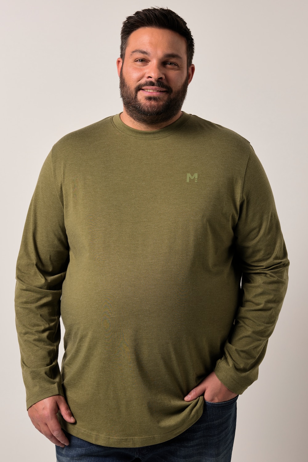 Men+ shirt met lange mouwen, basic, ronde hals, tot 8XL