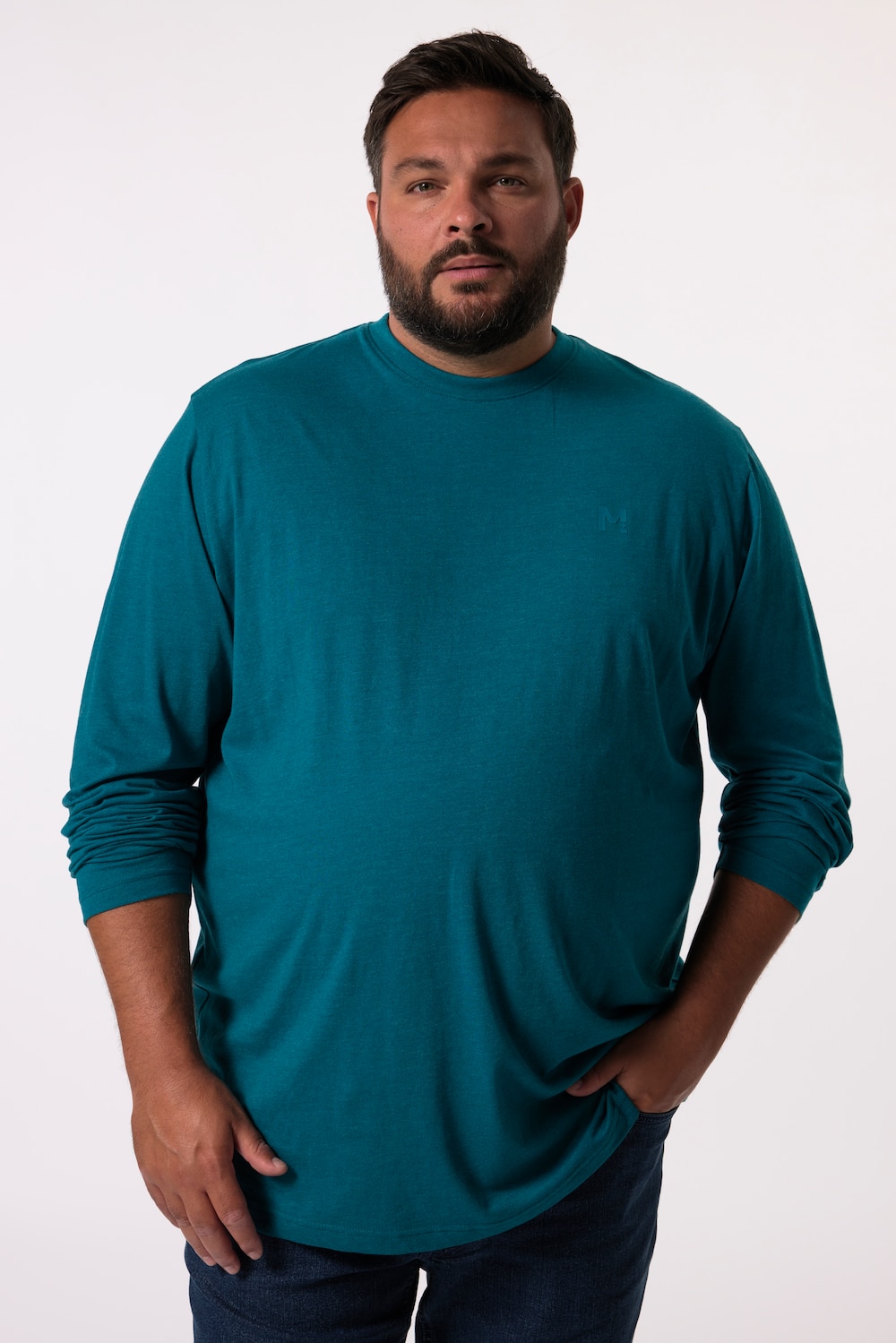 Men+ shirt met lange mouwen, basic, ronde hals, tot 8XL