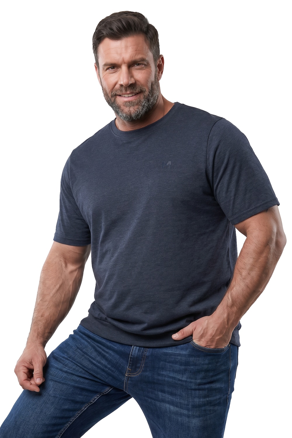 Stora storlekar T-shirt, Her, blå, storlek: XL, Bomull/Polyester, Men Plus