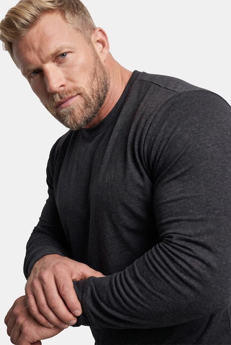 Langarmshirt, Bauchfit, Spezialschnitt, Basic, Rundhals, bis 10 XL