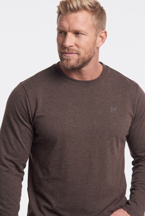 T-shirt Mens+ coupe spéciale, manches longues et col rond, ventre confort, collection Basic - jusqu'au 8 XL
