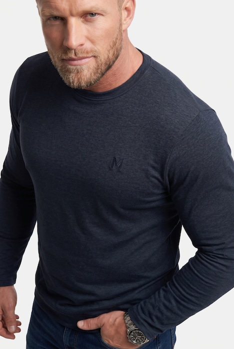 Langarmshirt, Bauchfit, Spezialschnitt, Basic, Rundhals, bis 10 XL