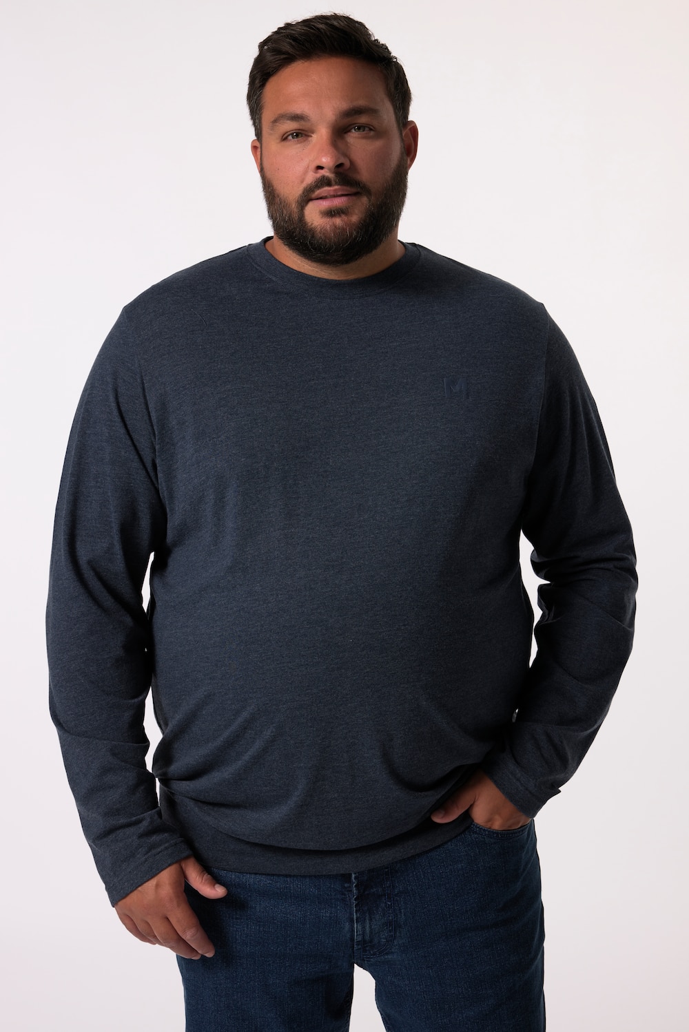 Men+ shirt met lange mouwen, Buik-Fit, speciaal model, basic, ronde hals, tot 8XL