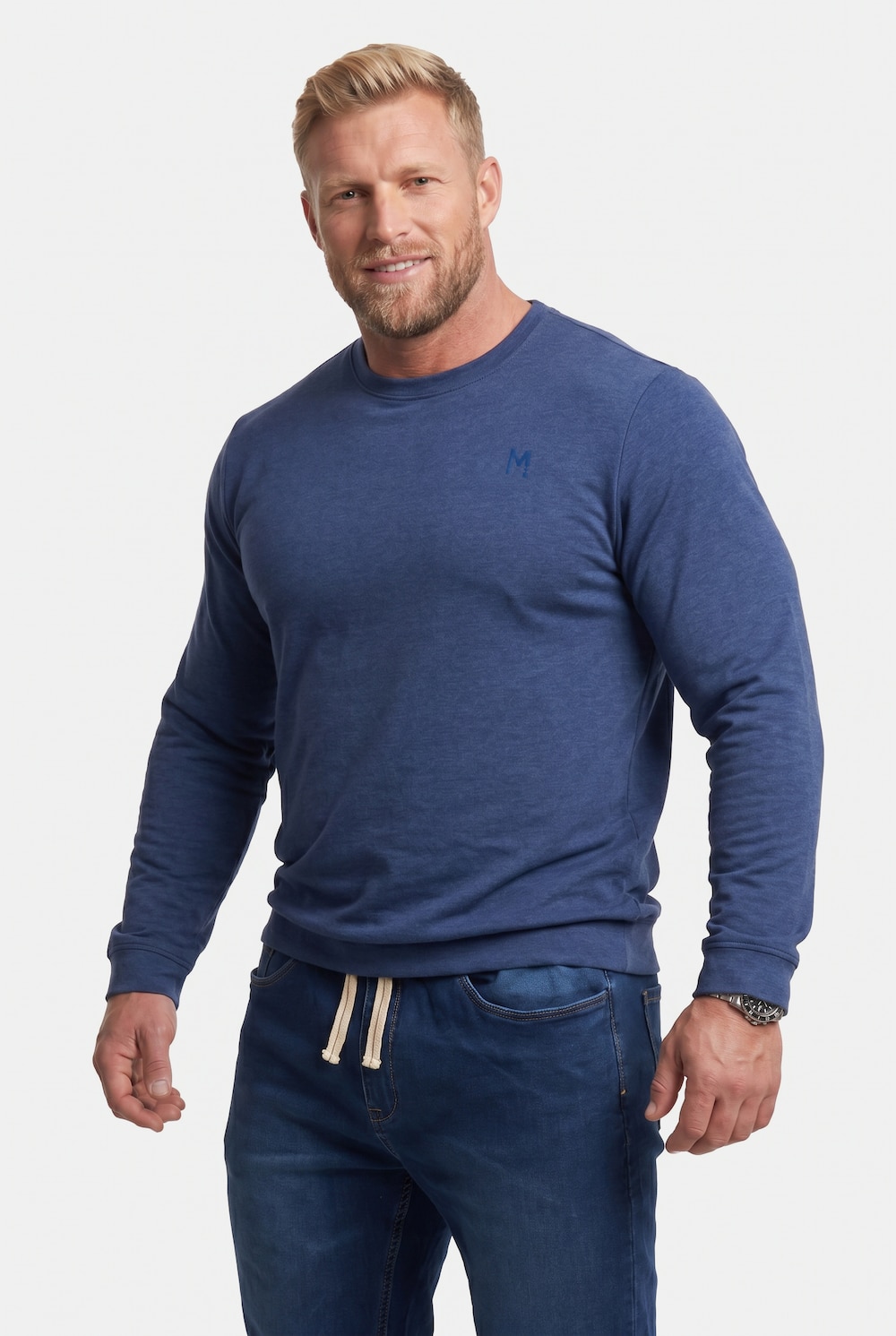 shirt met lange mouwen, Buik-Fit, speciaal model, basic, ronde hals, tot 8XL