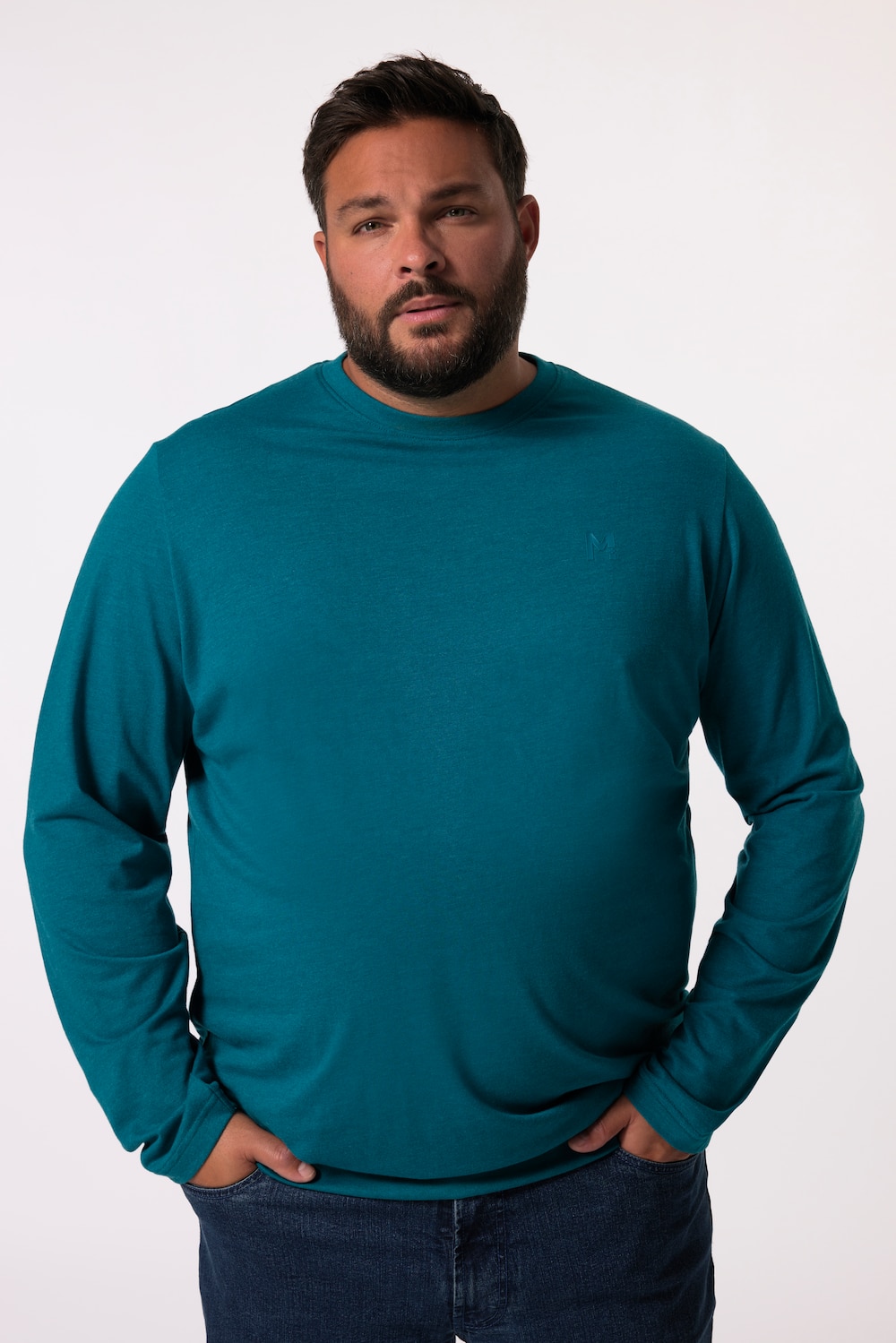 Men+ shirt met lange mouwen, Buik-Fit, speciaal model, basic, ronde hals, tot 8XL