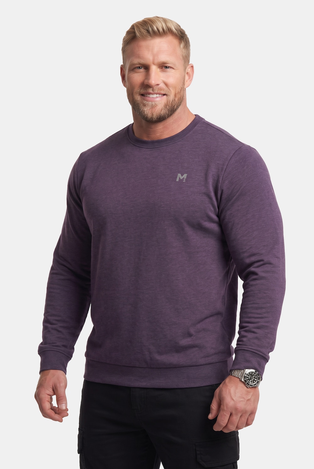 langærmet T-shirt, mavevenlig pasform, specialsnit, Basic, rund hals, op til 8XL
