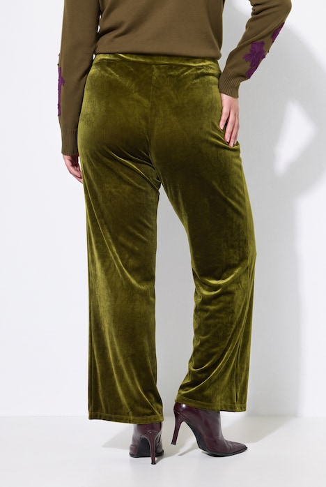 Fluwelen broek, wijde pijpen, elastische tailleband