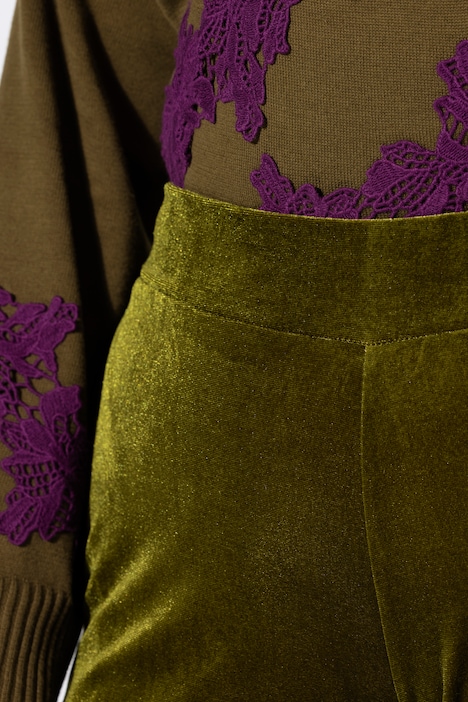 Fluwelen broek, wijde pijpen, elastische tailleband