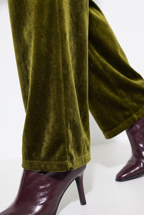 Fluwelen broek, wijde pijpen, elastische tailleband