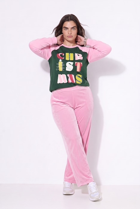 Fluwelen broek, wijde pijpen, elastische tailleband