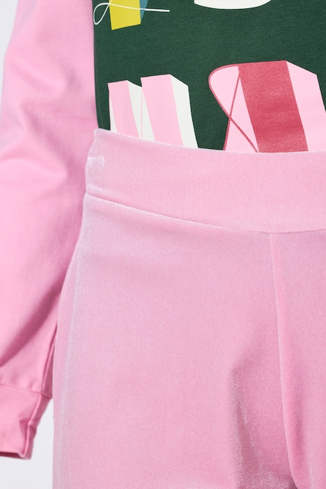 Fluwelen broek, wijde pijpen, elastische tailleband