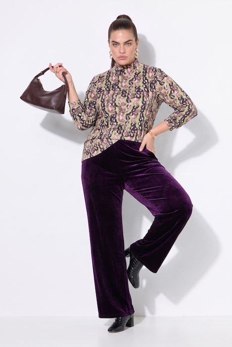 Fluwelen broek, wijde pijpen, elastische tailleband