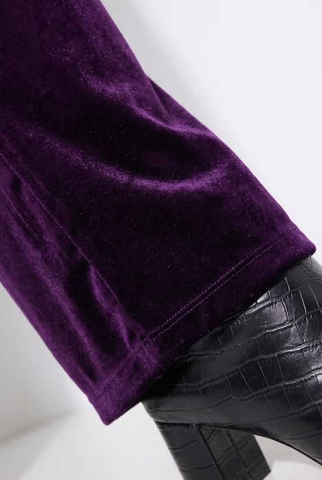 Fluwelen broek, wijde pijpen, elastische tailleband