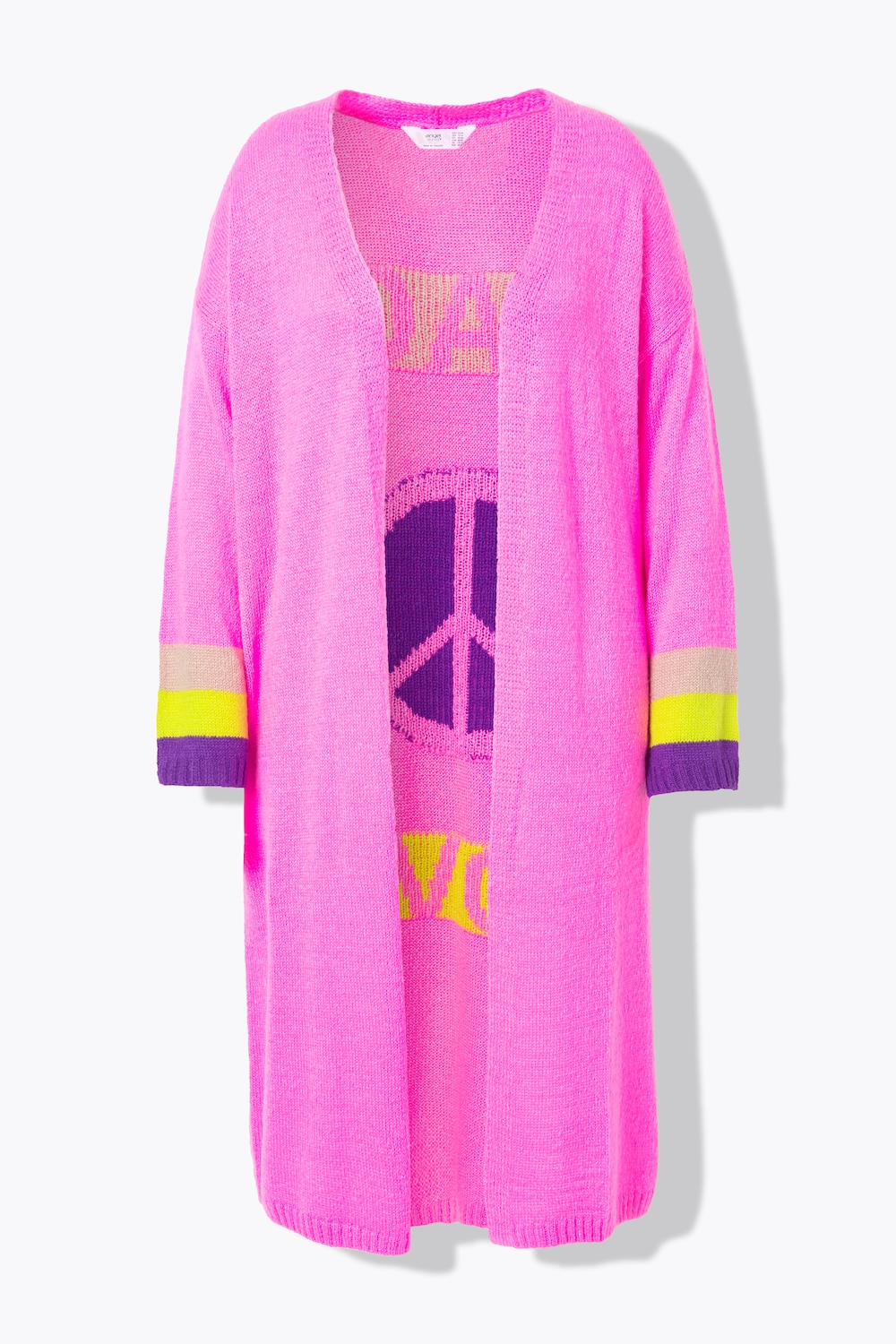 Stora storlekar Lång stickad kofta, Dam, rosa, storlek: 58/60, Syntetfibrer, Angel of Style