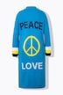 Lang strikkejakke, Peace-motiv på ryggen, åpen form