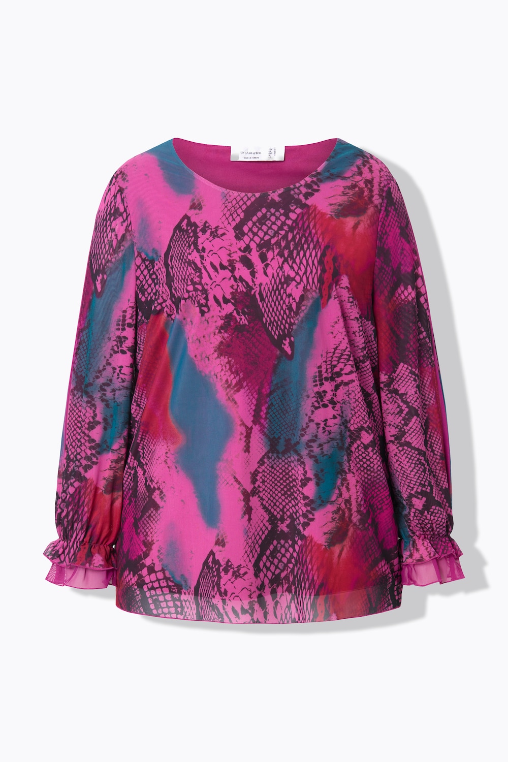 Stora storlekar Blus, Dam, blå, storlek: 50, Polyester/Elastan, Mia Moda