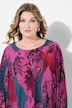 Bluse, mesh med heldekkende trykk, vide lange ermer