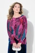 Bluse, mesh med heldekkende trykk, vide lange ermer