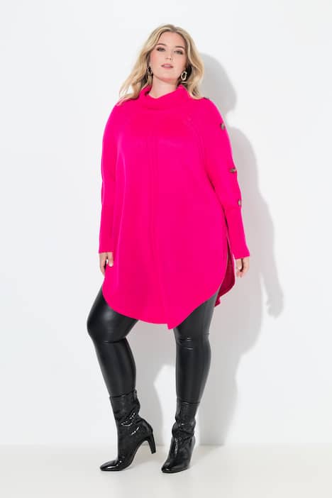 Pullover, Poncho-Style, Zopfmuster, Zipfelsaum