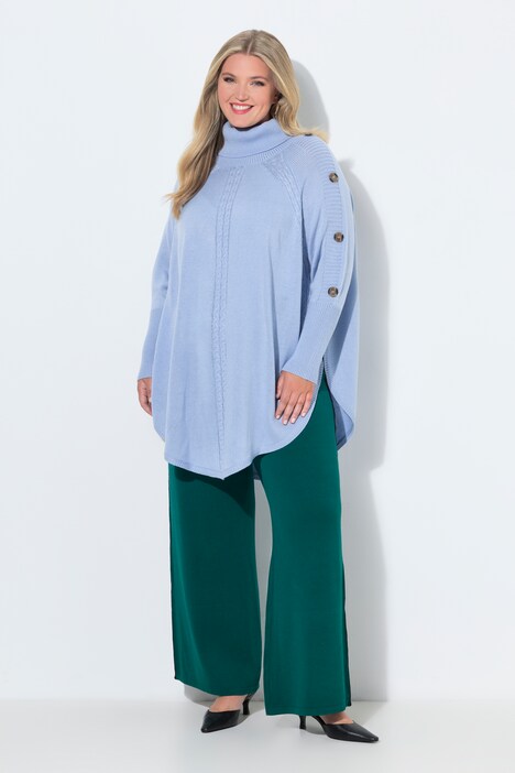 Pull oversize esprit poncho, base en pointe et maille avec motif torsadé