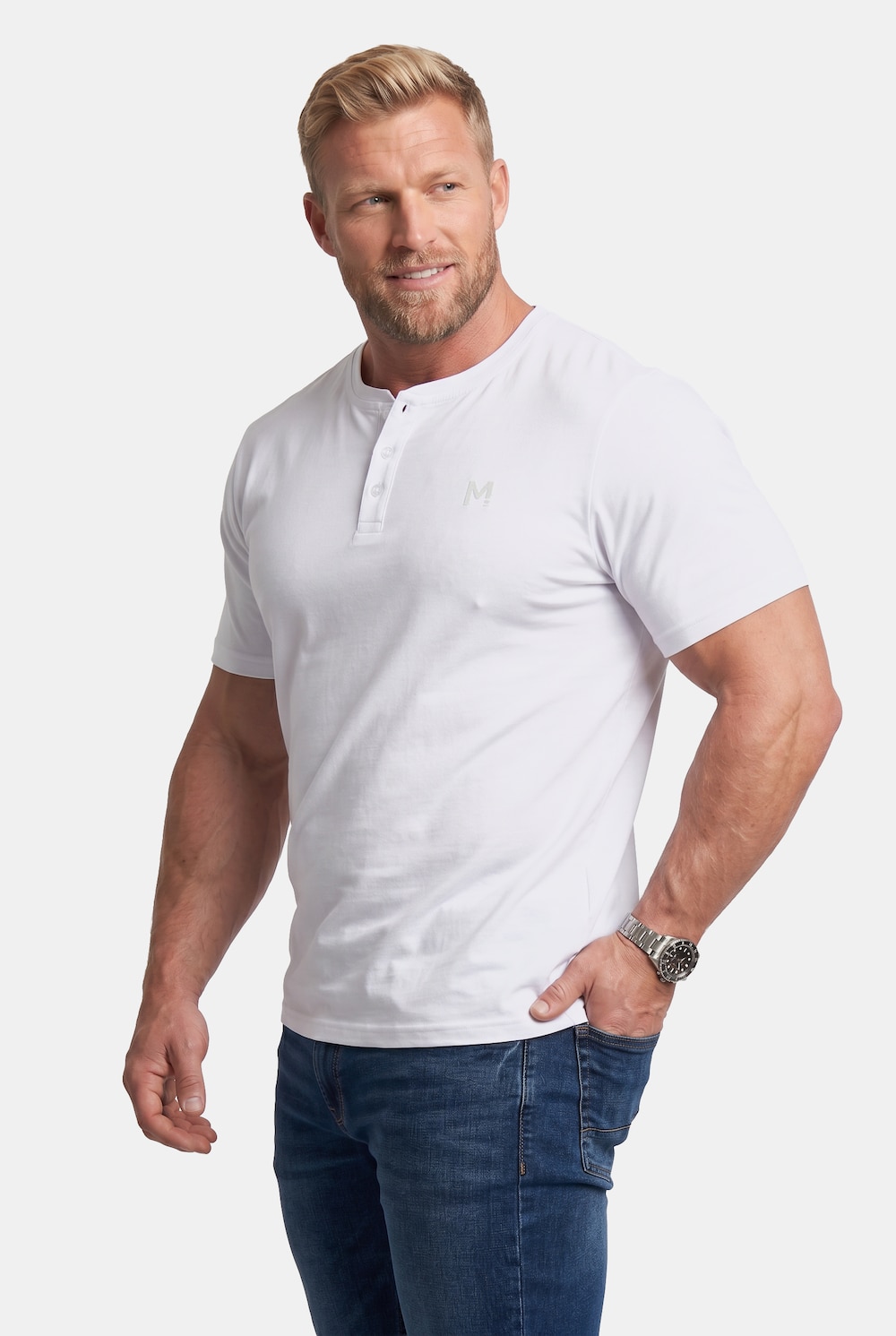 Henley, Basic, Halbarm, Rundhals, bis 8 XL