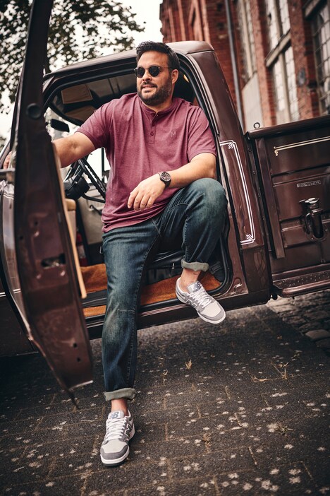 Henley, Basic, Halbarm, Rundhals, bis 8 XL