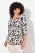 Shirt, bladeren, classic, hartvormige hals, 3/4-mouwen