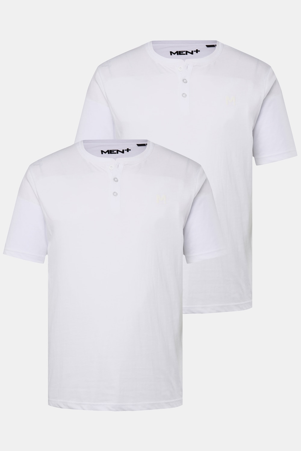 Men+ Henley, 2er-Pack, Basic, Halbarm, Rundhals, bis 8 XL