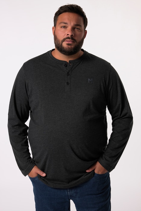 Men+ Henley, Basic, Langarm, Rundhals, bis 8 XL