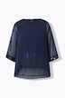 Blusa de chifón, doble capa, escote de submarino, manga 3/4