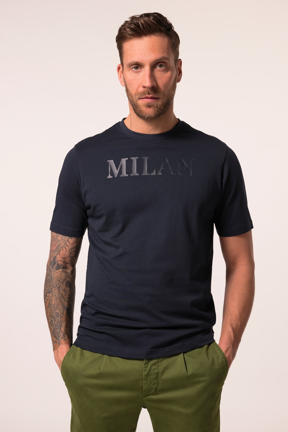 JP1880 T-Shirt, Halbarm, Brustprint, bis 8 XL