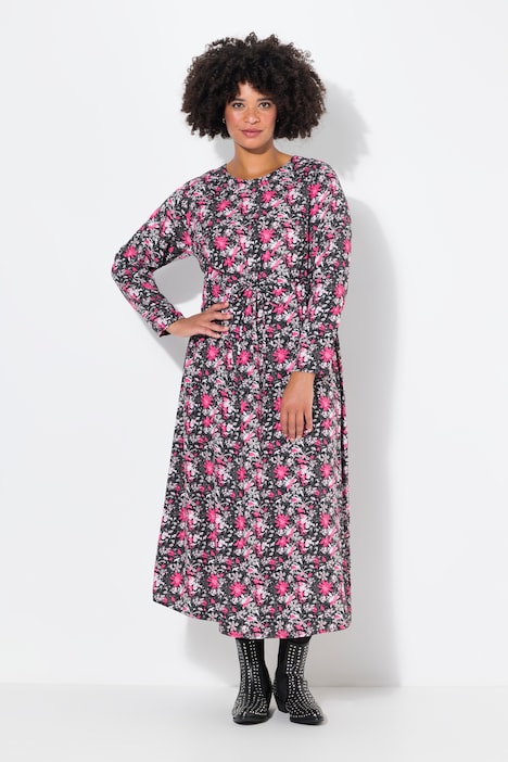 Maxi-jurk, A-lijn, camouflageprint met bloemen