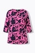 T-shirt à fleurs, col tunisien et manches 3/4, coupe Classic